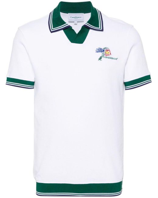 Casablancabrand White Croquis De Tennis Piqué Polo Shirt for men