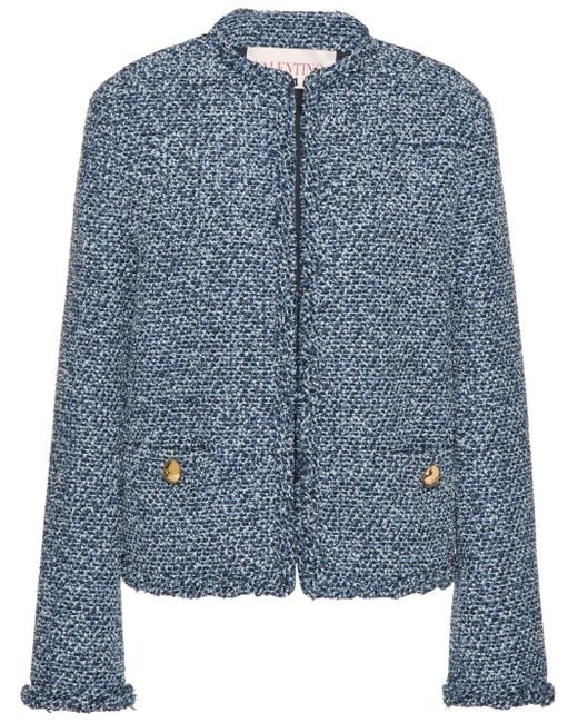 Valentino Garavani Blue Textured Denim Jacket