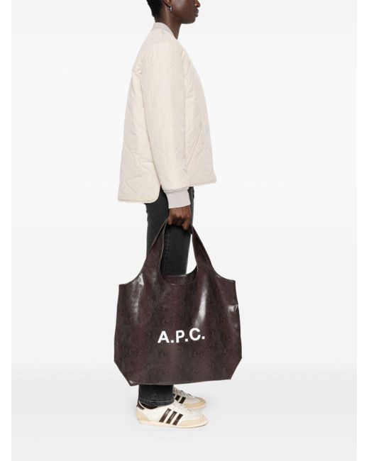 A.P.C. Ninon Snakeskin-Effect Tote Bag in Black | Lyst