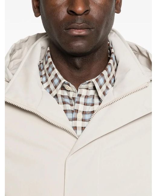 Profuomo White Hooded Parka Coat for men