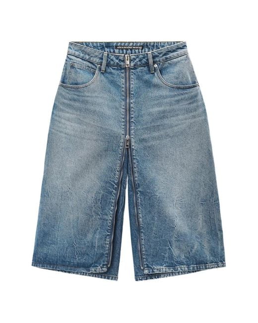 Alexander Wang Blue Zip-Front Midi Skort
