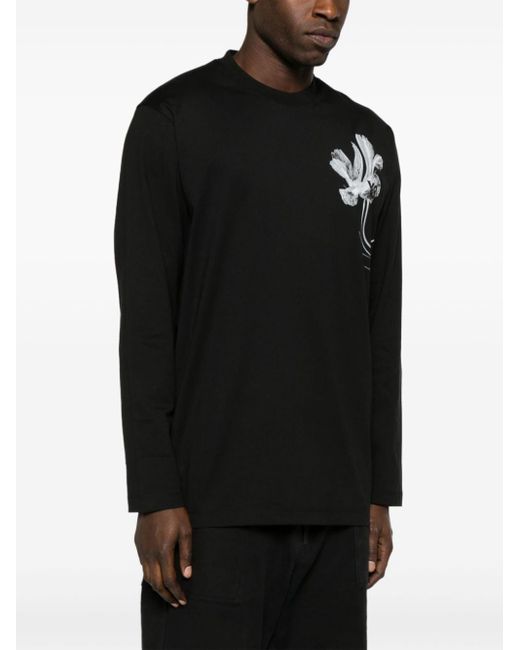 Y-3 Black Gfx Floral-print Cotton T-shirt