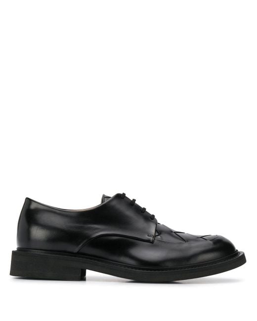 Bottega Veneta Black Intrecciato Weave Derby Shoes for men