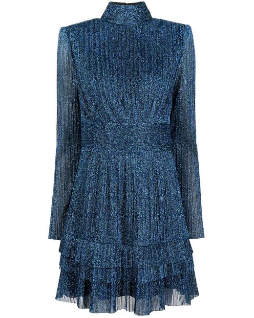 Rebecca Vallance Long-sleeve Plisse Dress in Blue | Lyst UK