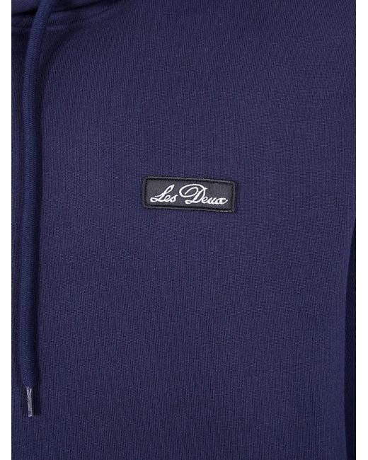 Les Deux Blue Logo-Patch Hoodie for men