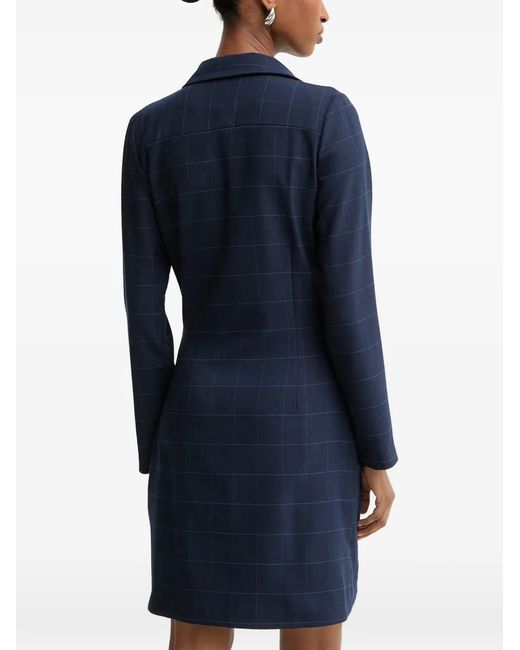 Morgan Blue Check-Pattern Wrap Mini Dress