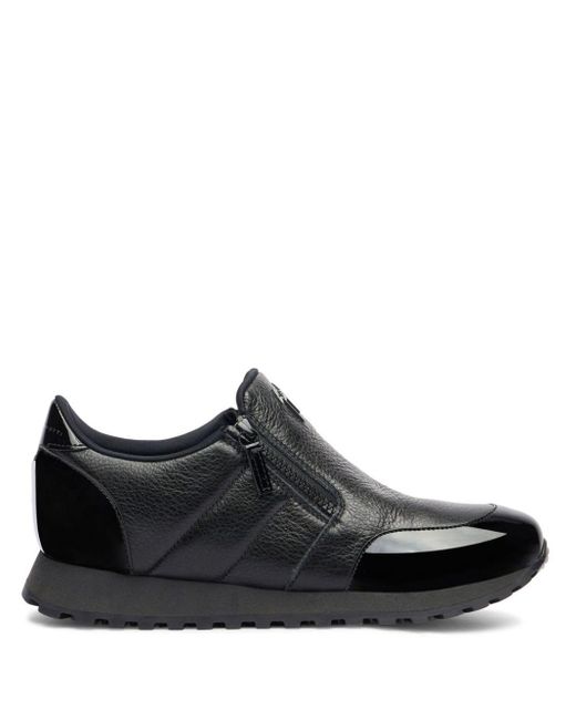 Giuseppe Zanotti Black Idle Run Grained Leather Zip-up Loafers for men