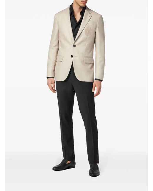 Billionaire Natural Logo-Patch Single-Breasted Blazer for men