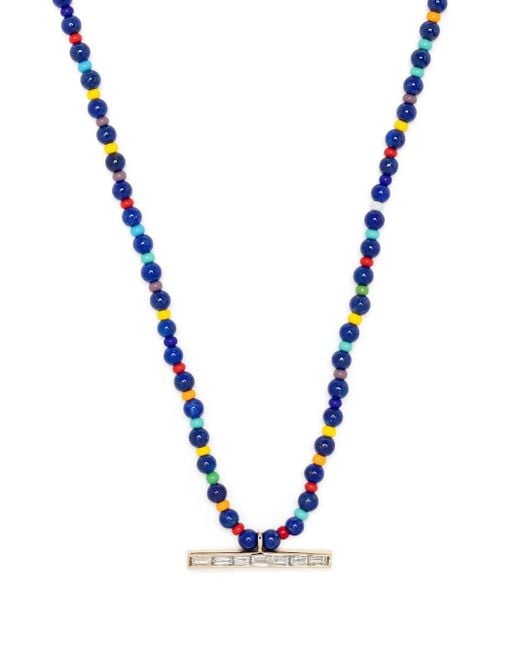 Luis Morais Blue 14Kt Diamond Beaded Necklace for men