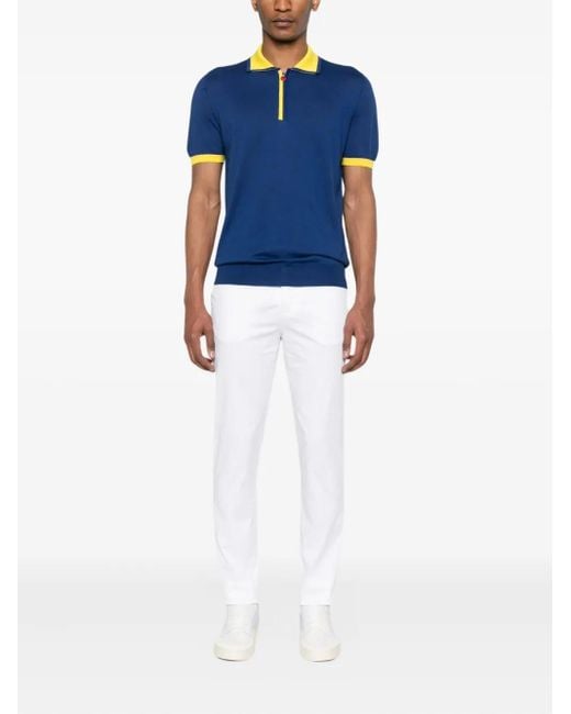 Kiton White Logo-Patch Trousers for men