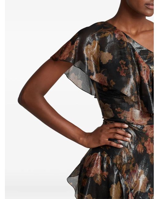Ralph Lauren One-Shoulder Ruffled-Detail Maxi Dress in Black