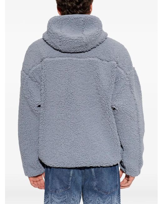 DIESEL Blue Logo-Embroidered Zip-Up Hoodie for men
