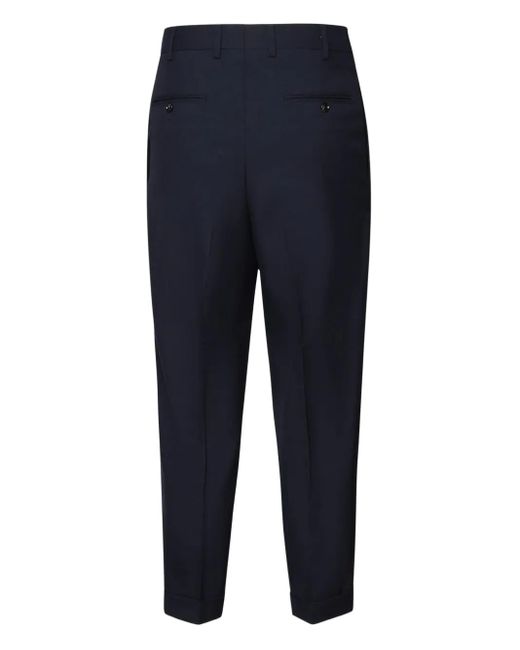 BE ABLE Blue Pleated Virgin-Wool Trousers for men
