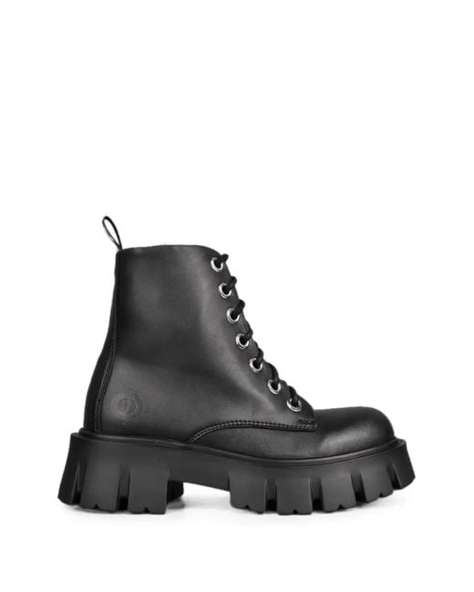 Altercore Black Bartel Lace-Up Chunky-Sole Boots