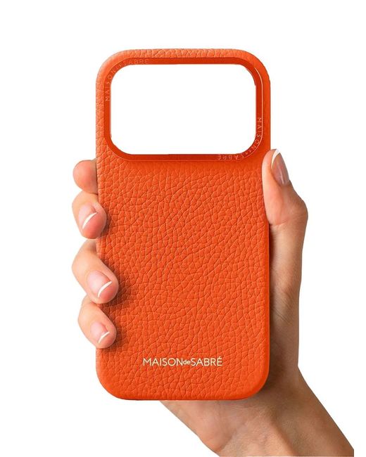 Maison De Sabre Leather Iphone 17 Pro Case in Orange | Lyst Canada