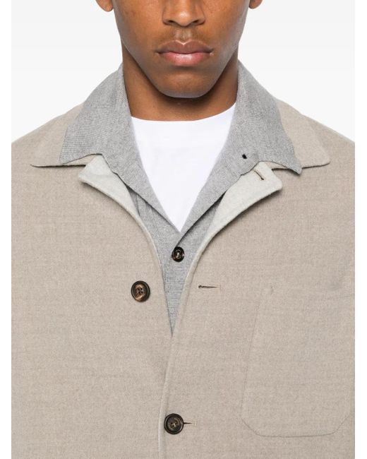 Chaqueta con bolsillo de parche y botones Eleventy de hombre de color Natural