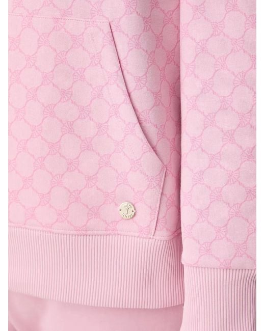 Joop! Pink Cornflower-Pattern Logo-Embroidered Hoodie