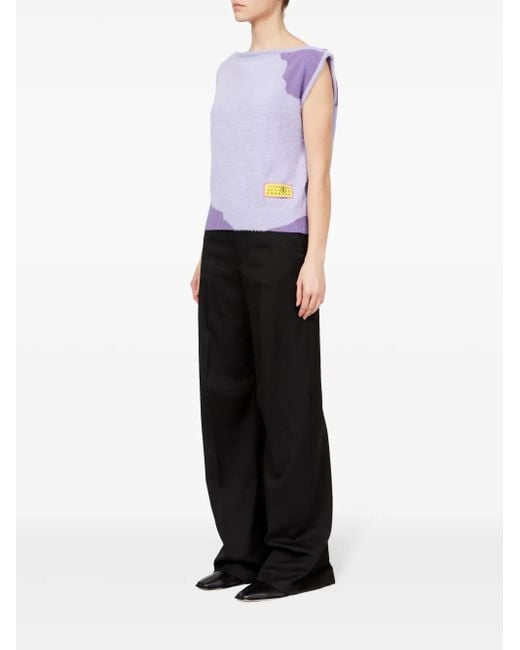 MM6 by Maison Margiela Purple Boat-Neck Sleeveless Top