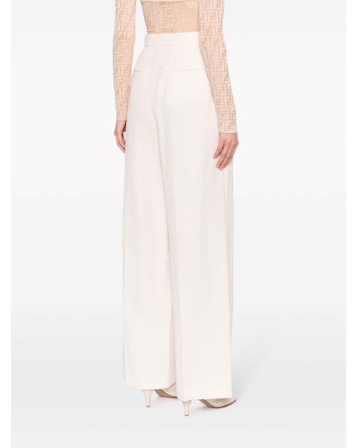 Fendi White High-waist Tailored Wool Trousers