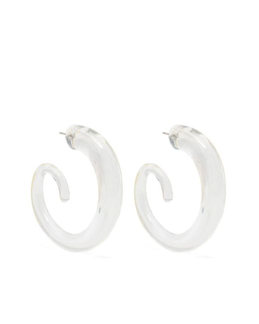 GIMAGUAS White Logo-sculpted Hoop Earrings