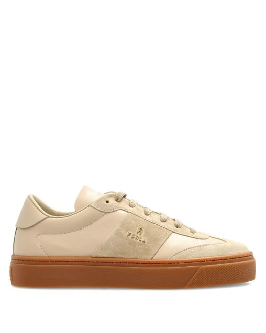 Furla Brown Enjoy Leather Suede Sneakers