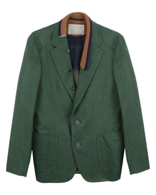 Kolor Green Contrasting Collar Blazer for men