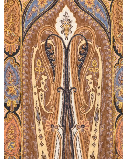 Etro Brown Paisley-Pattern Scarf