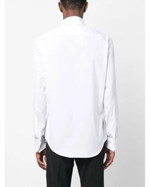 Emporio Armani White Wingtip-Collar Long Sleeve Shirt for men