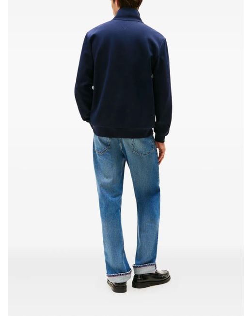 Tommy Hilfiger Blue Performance Quarter-Zip Mock-Neck Sweater for men