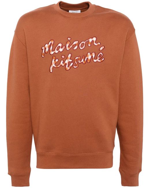 Maison Kitsuné Orange Handwriting Gingham Sweatshirt for men