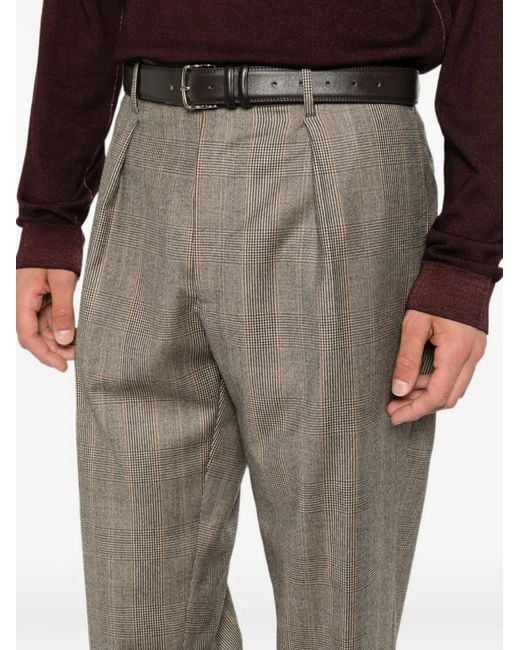 Berwich Gray Pantalon Plissé À Carreaux for men