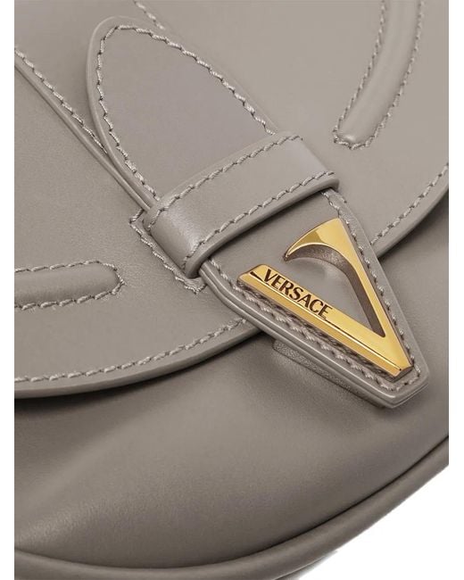 Versace White Virtus Logo-Plaque Shoulder Bag