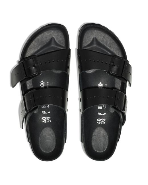 Rick Owens Leer X Birkenstock Sandalen Met Dubbele Band in het Zwart - Lyst