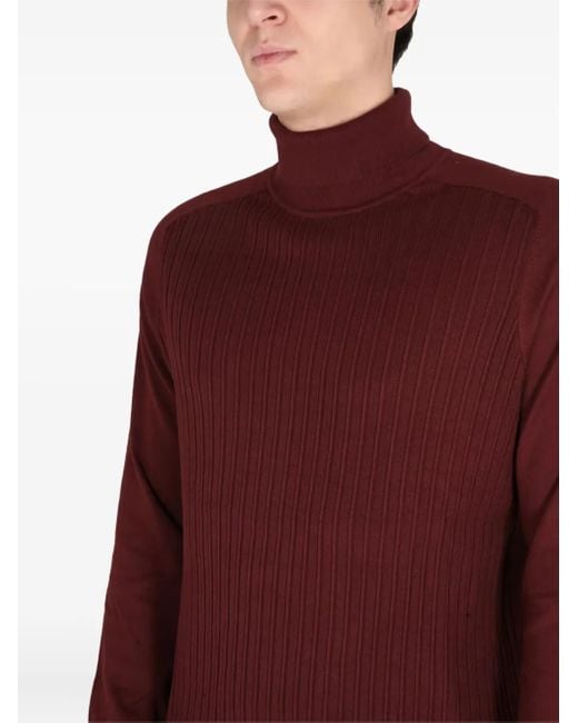 Maglione A Coste Con Collo Alto di Boss in Red da Uomo