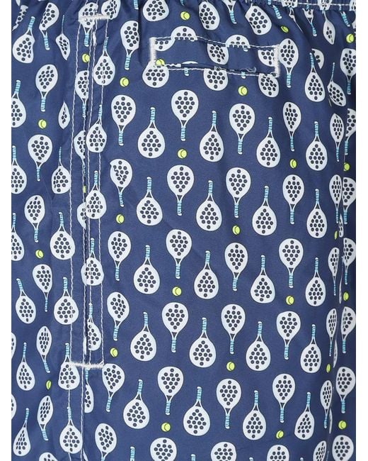 Mc2 Saint Barth Blue Drawstring Patterned Swim Shorts for men