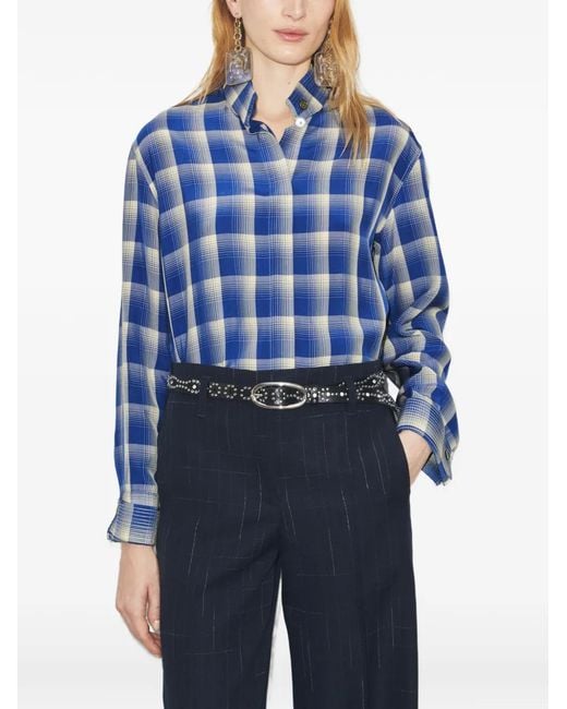 Tory Burch Geruit Blouse in het Blue