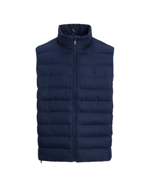 Polo Ralph Lauren Blue Quilted Linen Gilet for men
