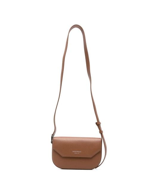 Emporio Armani White Mini 1981 Logo-Print Leather Crossbody Bag