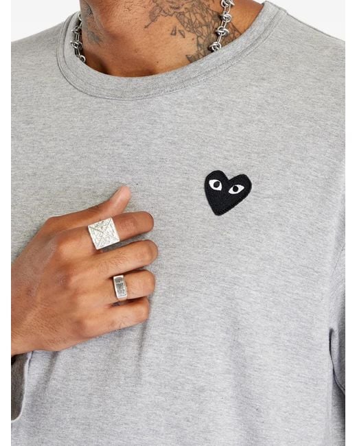 COMME DES GARÇONS PLAY Gray Heart Logo Long-Sleeve T-Shirt
