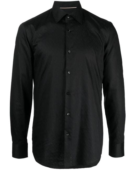 Boss Black Faded Abstract-Print Shirt for men