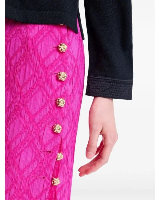 Shanghai Tang Pink Flower Button Skirt