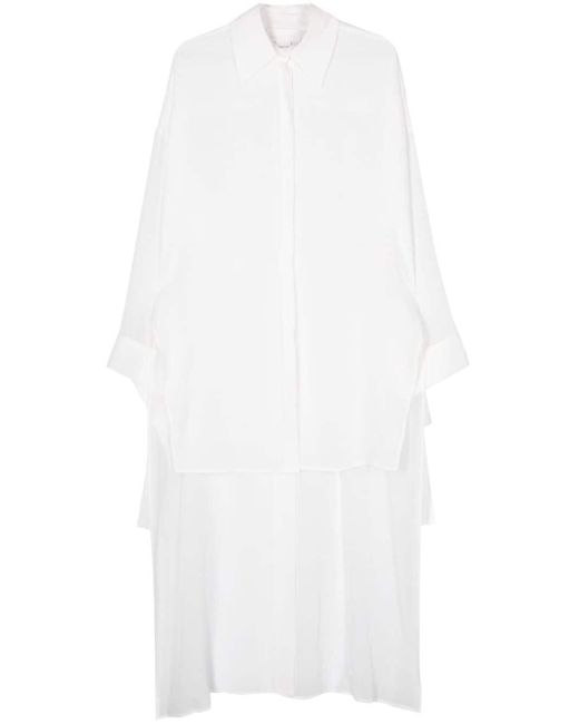 Genny White Floral-appliqué Crepe Shirt