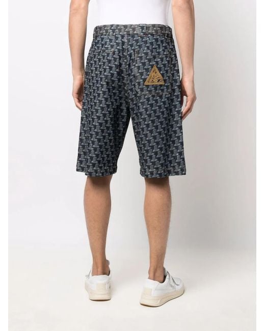 Lanvin Blue Geometric-Print Bermuda Shorts for men