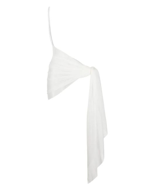 Mugler White One-Shoulder Sheer Pareo