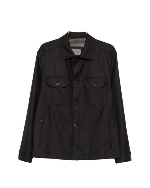 Corneliani Black Button-Up Chest-Pocket Jacket for men