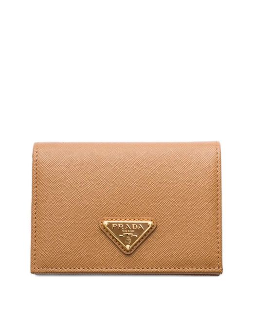 Prada Natural Petit Portefeuille En Cuir Saffiano