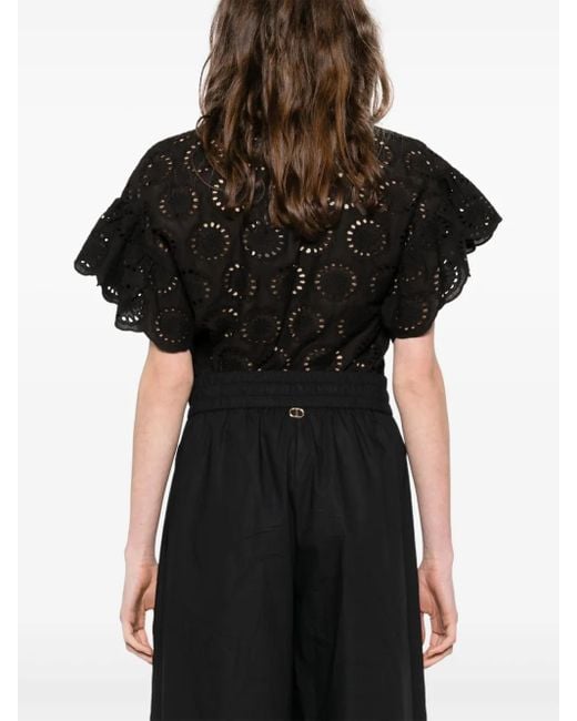 Twinset Black Bluse mit Lochstickerei