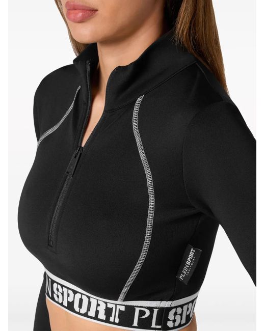 Philipp Plein Black Logo-Underband Crop Top