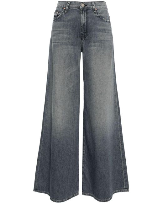 Mother Gray Swisher High-rise Wide-leg Jeans