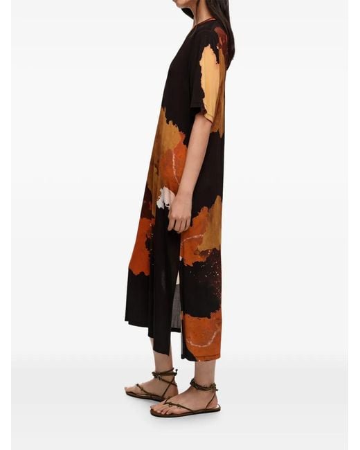 Bimba Y Lola Black Blot Print Slit Midi Dress